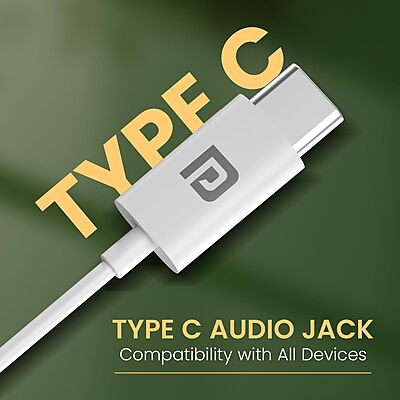 Portronics Kappa C In-Ear Earbuds – On/Off/Volume Switch | TPE Cable | Type-C | White