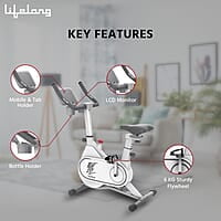 Lifelong Fit Pro Spin Fitness Bike with 6Kg Flywheel, Adjustable Resistance & Heart Rate Sensor