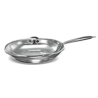 Preethi Metallica Collection Triply Stainless Steel Frypan with Glass Lid, 26 cm, Gas & Induction
