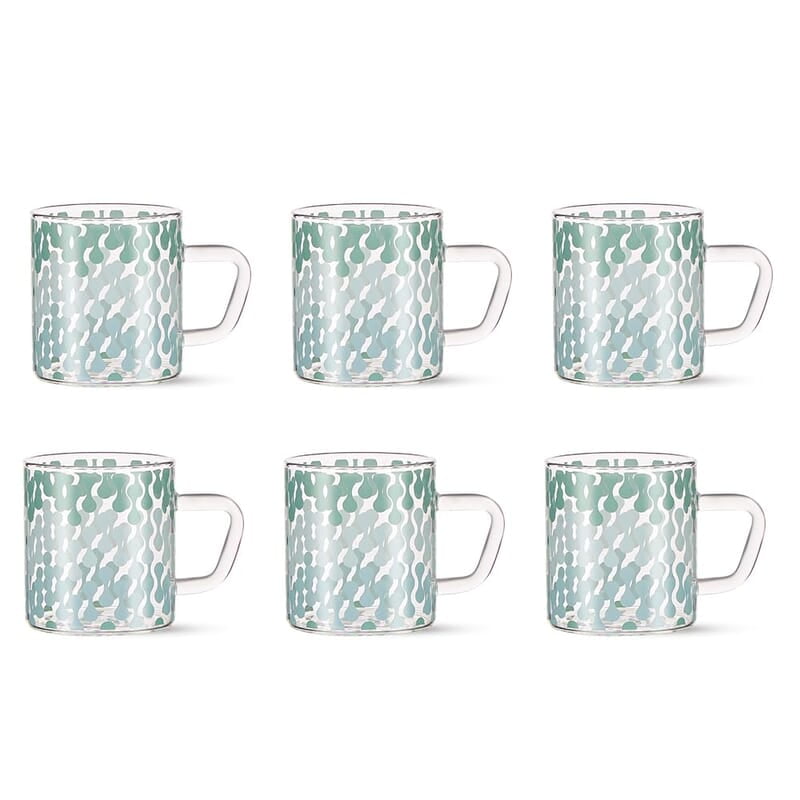 Borosil Vision Vista Tea n Coffee Classic Mug Set of 6 Pcs 210 ml | Borosillicate Glass, Microwave Safe, Scratch Resistance, Lightweight | for Chai, Green Tea, Milk