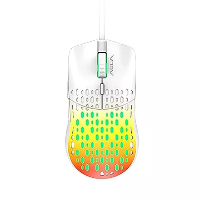 OpenBox Aula S11 Pro / Ultra-Lightweight (80 gms), upto 3600 DPI, 6 buttons, Rainbow Backlit Wired Optical Gaming Mouse