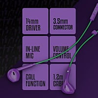 ZEBRONICS DC Joker Edition Buds 30 3.5mm Stereo Wired in Ear Earphone with Inline Microphone for Calling, Volume Control, Multifunction Button, 14mm Drivers, Stylish eartip Design