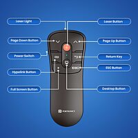 Portronics SlideMate Presenter – Features a red laser pointer, dual plug for USB and Type-C connectivity, compact design, easy navigation for presentations, perfect for professionals and educators.