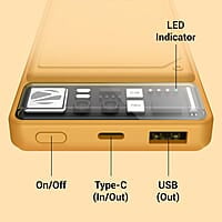 ZEBRONICS MW61 Wireless Power Bank, 10000 mAh, Rapid Charge, Built-in Wireless Charging Pad, Outputs - 22.5W Wired | 15W Wireless, Type C PD 3.0, LED Indicator