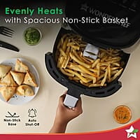 Wonderchef Prato Manual Air Fryer for Home & Kitchen with 5 Pre-set Menu 3.8 Litres Non-stick Basket