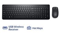 Dell KM3322W Wireless Keyboard and Mouse Combo – Anti-Fade Keys, Spill-Resistant, 36-Month Battery Life – Black