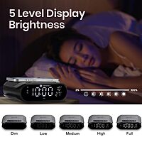 Portronics VoltClock – A sleek wireless charger featuring an alarm clock and temperature display. Perfect for bedside use, it combines functionality with modern design for your convenience.