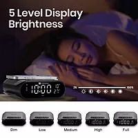 Portronics VoltClock – A sleek wireless charger featuring an alarm clock and temperature display. Perfect for bedside use, it combines functionality with modern design for your convenience.