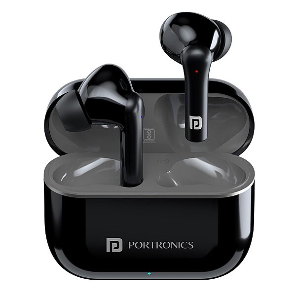 Portronics Twins S6 – TWS Earbuds, 50H Playtime, Black. Enjoy seamless connectivity, deep bass, and crystal-clear sound. Perfect for music lovers and on-the-go lifestyles. Grab yours now!