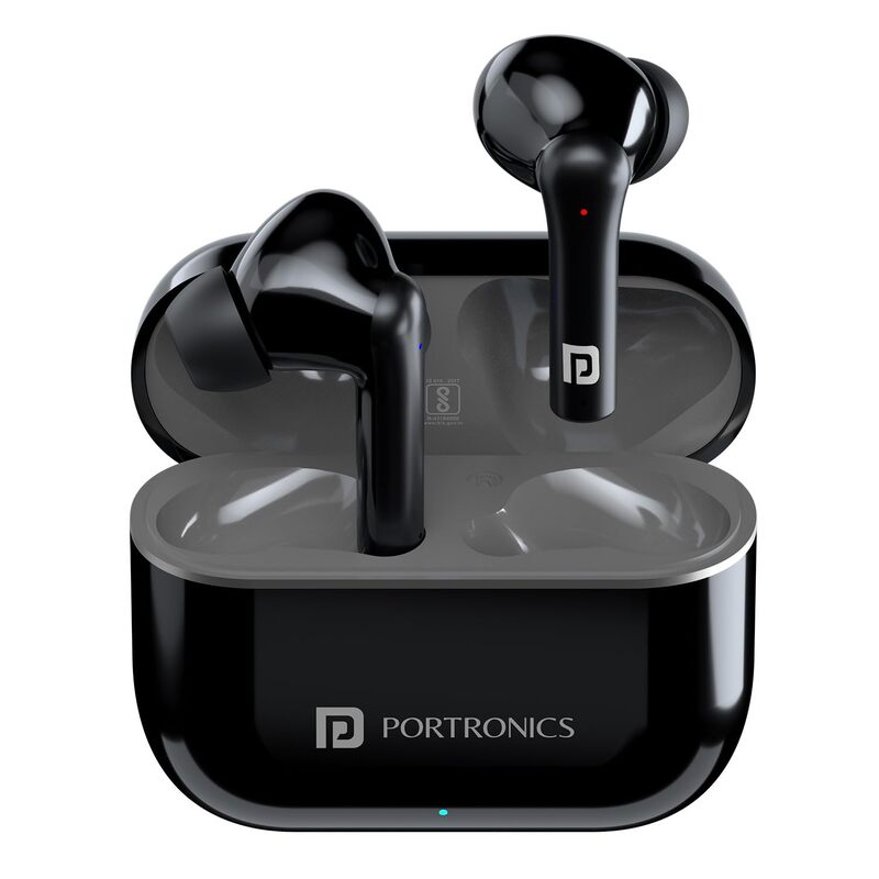 Portronics Twins S6 – TWS Earbuds, 50H Playtime, Black. Enjoy seamless connectivity, deep bass, and crystal-clear sound. Perfect for music lovers and on-the-go lifestyles. Grab yours now!