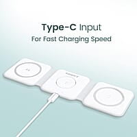 Ambrane 3-in-1 Wireless Charger with 20W BoostedSpeed for iPhone 14/13/12/11/X/8 Series, Galaxy S22/S21/S20/Note20/10/10+ Series, Foldable Design, Wide Compatibility