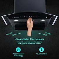 Wonderchef Ultima C-Line 90cm 1400 m3/hr Auto Clean Curved Glass Chimney