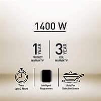 Havells Induction Cooktop Insta Cook 4 Cooking Options Glass Ceramic Plate