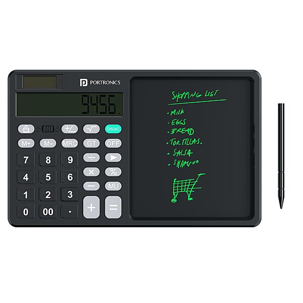 Portronics RuffPad CALC 2 LCD Writing Tablet (POR 2371) – 14.4cm Re-Writable Pad with Calculator