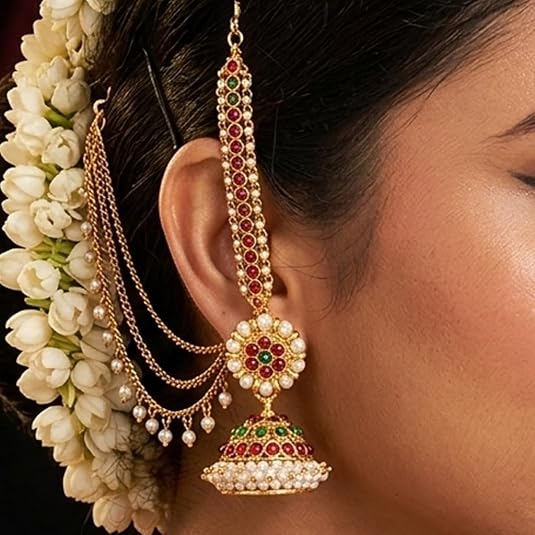 Gold Plated Classical Dance Jhumka Earrings | Bharatanatyam & Kuchipudi Jewelry