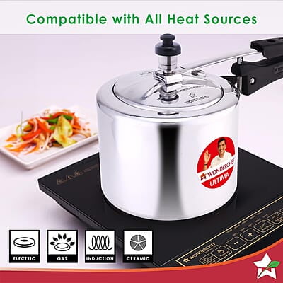 Wonderchef Inner Lid Ultima Pressure Cooker 3 litres, 3.25 mm Heavy Encapsulated Bottom Bakelite Handles for Durability Induction Friendly (Aluminium, Silver) Wonderchef Inner Lid Ultima Pressure Cooker 3 litres, 3.25 mm Heavy Encapsulated Bottom Bakelite Handles for Durability Induction Friendly (Aluminium, Silver)