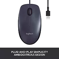 Open Box Logitech B100 Wired Optical Mouse  (USB, Black)