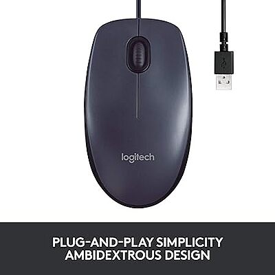 Refurbished Logitech Wired USB Mouse (M100R)