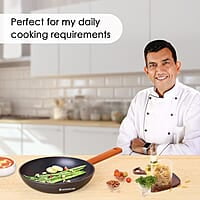 Wonderchef Caesar Forged Virgin Aluminium Fry Pan, 24cm, Black, Healthy Greblon C3