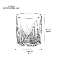 Treo by Milton Ignis On The Rocks Glass Tumbler,6 Pc Set,270 mlEach,Transparent