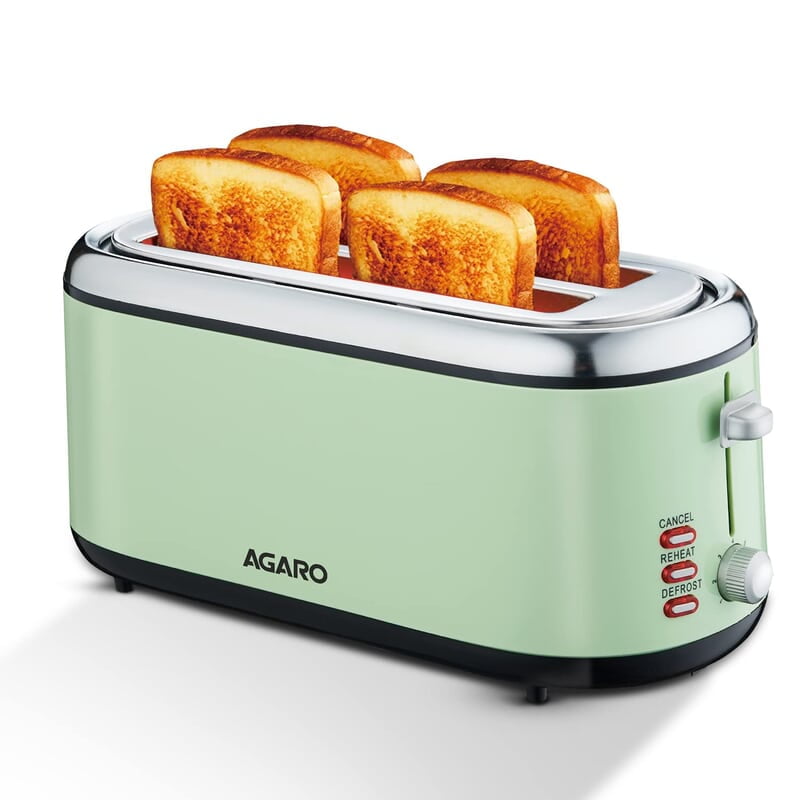 AGARO Royal 4 Slice Stainless Steel Pop Up Toaster 1450W