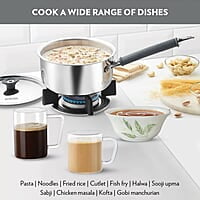 Borosil Cookfresh Tri-ply Stainless Steel Sauce Pan with Lid, Induction Friendly Tea Pan, 2.2 L, 18 cm Dia