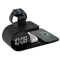 Portronics Freedom 6 – A versatile 6-in-1 wireless charger featuring an integrated alarm clock, perfect for charging multiple devices simultaneously while keeping you on schedule. Sleek and efficient!