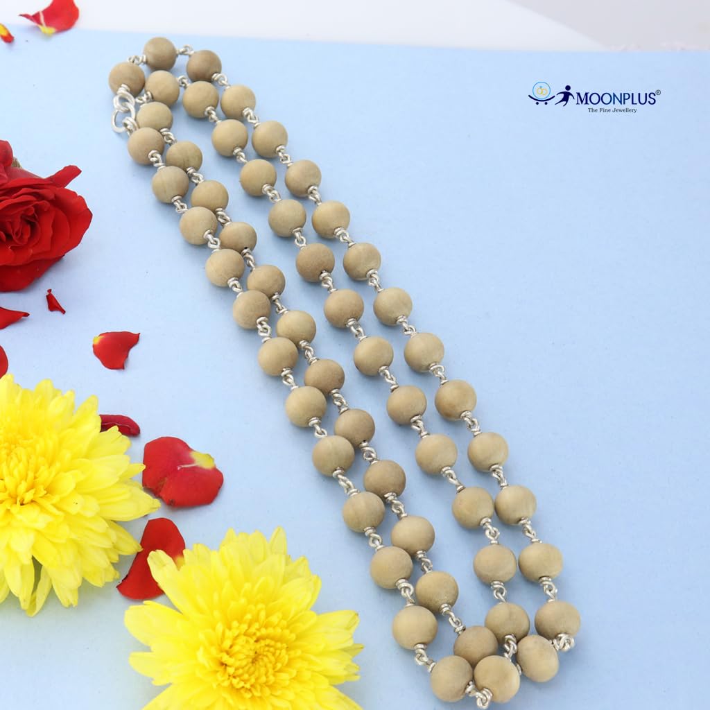 Pure Silver-Tied Tulasi Mala for Ayyappan Devotees