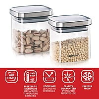 BOROSIL SET OF 2 KLIP - N - STORE(SQUARE + ROUND)