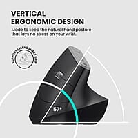 Portronics Toad Ergo Vertical Advanced Wireless Ergonomic Mouse 2.4Ghz, 6D Button, Wrist Support, Adjustable DPI Upto 1200, Supports Hand Posture