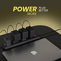Lapcare Surgee 4 extension board with 4 universal sockets, 5 m cord, 1500 W power capacity, short‑circuit protection and fire‑proof design.