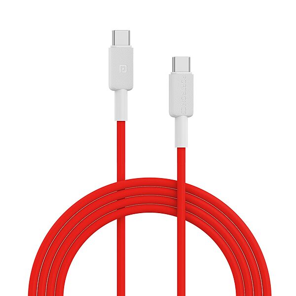 Portronics Link C Square – 100W Type-C Cable, 1M Red, fast charging, durable design, high-speed data transfer, compatible with various devices, perfect for home and office use, stylish and efficient.