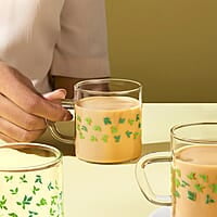 Borosil Vision Sage Tea n Coffee Classic Mug Set of 6 Pcs 190 ml | Borosillicate Glass, Microwave Safe, Scratch Resistance, Lightweight | for Chai, Green Tea, Milk | Transparent