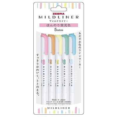ZEBRA MILDLINER 5 MILF AND FLUOR. COLOR SET