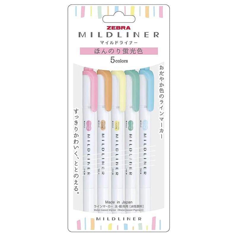 ZEBRA MILDLINER 5 MILF AND FLUOR. COLOR SET ZEBRA MILDLINER 5 MILF AND FLUOR. COLOR SET