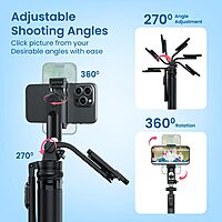 Portronics Lumistick 2 – 3-in-1 Selfie Stick Tripod: Capture amazing selfies and group photos with adjustable height and Bluetooth remote.