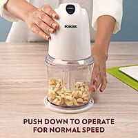 Borosil Chef Delite 260W Electric Chopper For Kitchen Use, White Chopper, Kitchen Accessories Items, Turbo Speed Option, Stainless Steel Blades, Whisking Blade for Cream, Chaas, Lassi