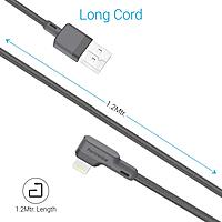 Portronics POR 1080 Konnect L USB-A to Lightning Cable – 3A | Nylon Braided | L-Shape | 1.2m Grey