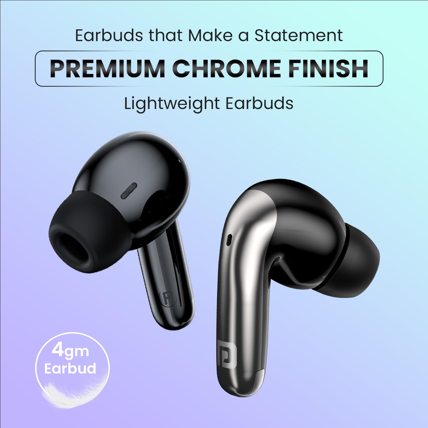 Portronics Twins 28 ANC – TWS Earbuds, 50H Playtime, Black, Active Noise Cancellation, Bluetooth 5.0, Touch Control, IPX4 Water Resistant, Deep Bass, Comfortable Fit, Perfect for Music Lovers.