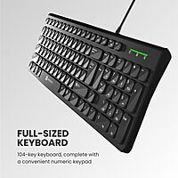 Portronics Ki-Pad 2 USB Wired Keyboard – 104 Keys | Dual Color Chicklet Keys | Rupee Symbol (₹) Key | Noiseless Typing | 1.5m Long Cable | 10 Million Keystrokes | Black