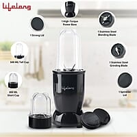 Lifelong Regalia PowerNutri Mixer/Grinder/Blender/Shaker, 2 Stainless Steel Blades,2 Unbreakable Jars, 450 W Powerful Copper Motor