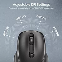 Portronics Toad 7 Wireless Mouse – Bluetooth 5.3 & 2.4GHz Wireless | Adjustable Sensitivity Up to 3200 DPI | Rechargeable Built-in Battery | Black