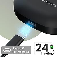 Portronics Twins S17 – TWS Earbuds, Sleek Design, Deep Bass, Touch Control, 20H Playtime, Bluetooth 5.0, Noise Isolation, Comfortable Fit, Perfect for Music & Calls, Available in Black.