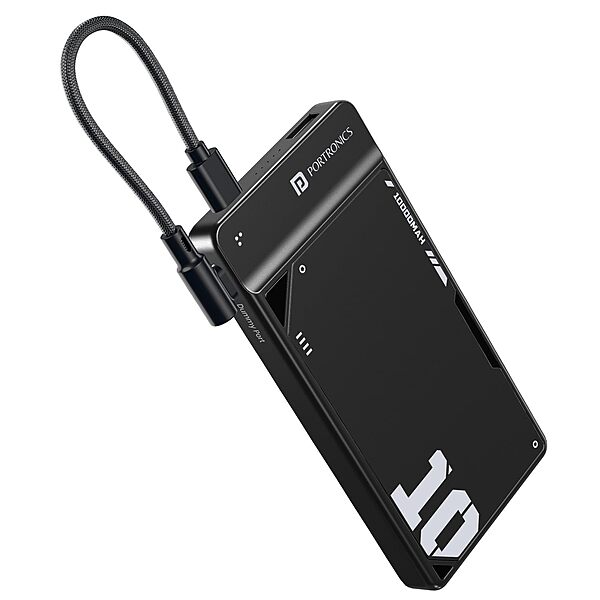 POR 2810 Luxcell UNO 10 Power Bank – 10000mAh | 22.5W PD Input & Output | Mach USB | Black
