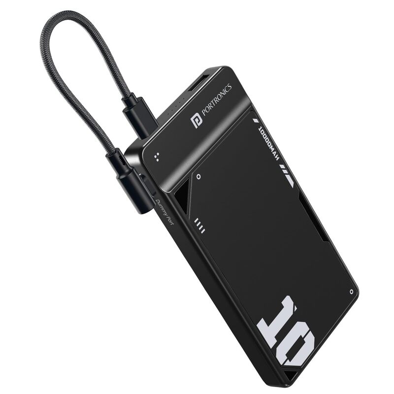 POR 2810 Luxcell UNO 10 Power Bank – 10000mAh | 22.5W PD Input & Output | Mach USB | Black