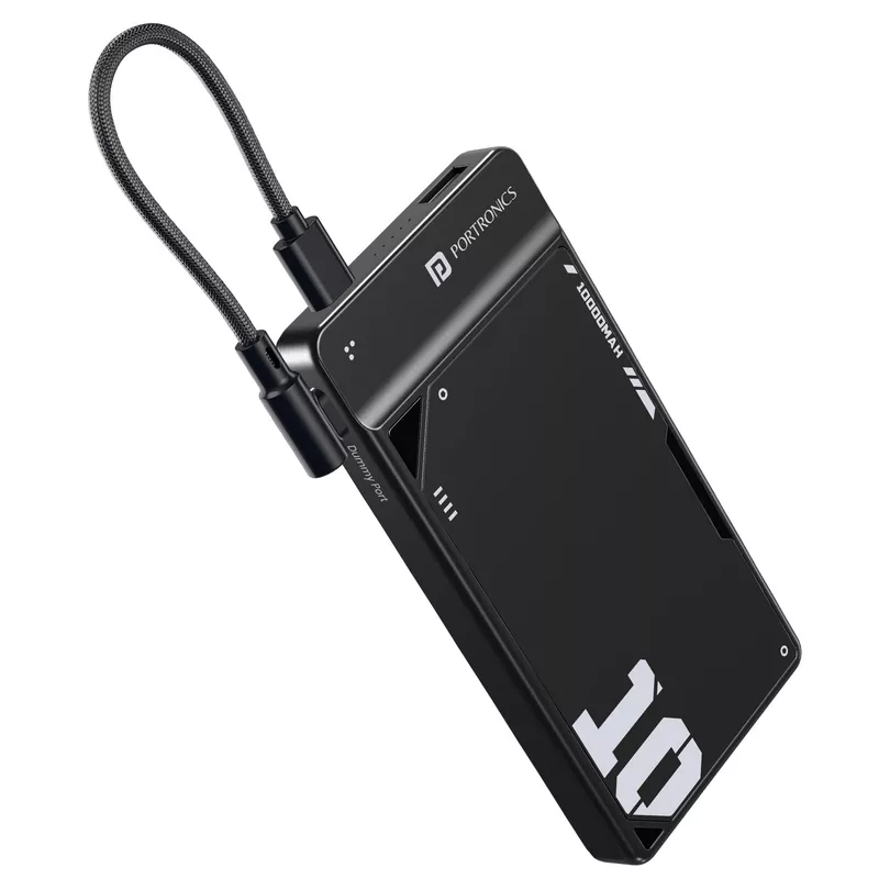POR 2810 Luxcell UNO 10 Power Bank – 10000mAh | 22.5W PD Input & Output | Mach USB | Black