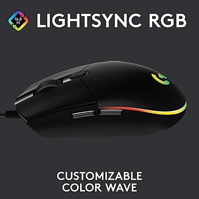 LOGITECH USB WIRED GAMING MOUSE WITH 8K DPI TRACKING AND CUSTOMIZABLE RGB LIGHTING G102-Black