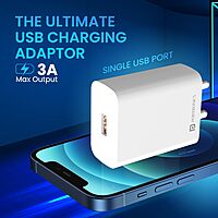 Portronics 1963 Adapto ONE PRO Charger – 3A MACH Charger | Single USB Port | Type-C Cable| White