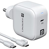 Portronics 45A 45W USB-C Fast Charger: Power up your iPhone & Android devices quickly with this compact, efficient charger. Ideal for home or travel, it ensures rapid charging and compatibility.
