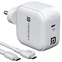 Portronics Adapto 45C 45W GaN Charger – 1 PD Port, 1M Type-C to Type-C Cable